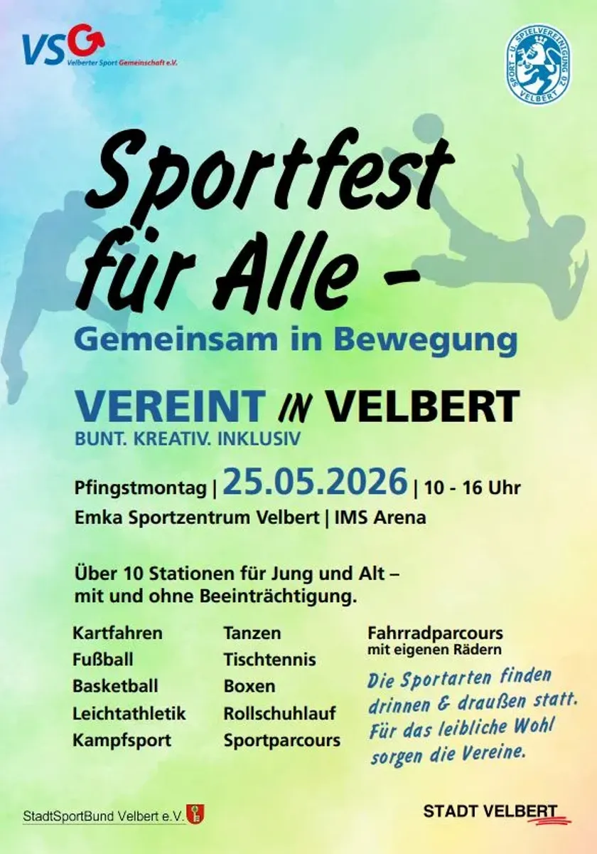 Sportfest an Pfingstmontag: „Vereint in Velbert“ lädt ein